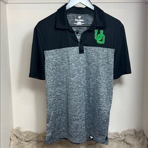 U Of O Fanatics Polo, Black & Gray, Polyester, Mens Short Sleeve Size Medium